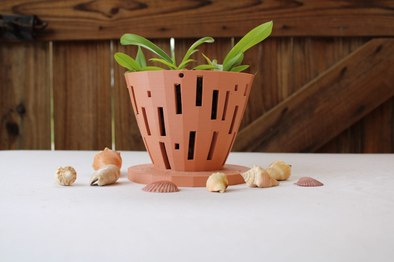 Terracotta Peach Orchid Pot