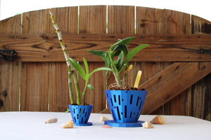 Metallic Blue Orchid Pot